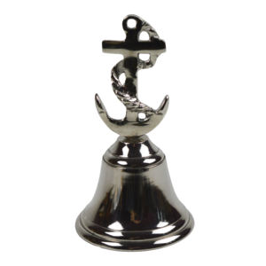 Cloche d'extérieur en laiton massif au design élégant, finition argentée brillante, modèle standard, cloche nautique ancre - Product Image 4