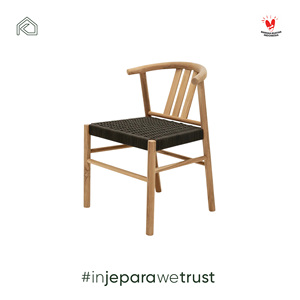 Handmade Teak Wood Dining <b>Chair</b> with <b>Black</b> Woven Seat Modern Horeca Cafe Restaurant Furniture Supplier Indonesia - Product Image 5