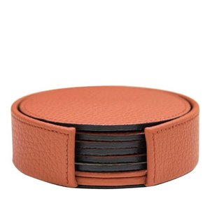 Posavasos con soporte, Juego de 4 hechos en cuero PU para mesa - Product Image 1