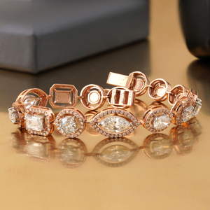 7.62 CT Multi-Cut Cluster Lab Grown Diamond Tennis Bracelet in 14K Rose <b>Gold</b>-Premium Diamond Bracelets & <b>Bangles</b> - Product Image 3