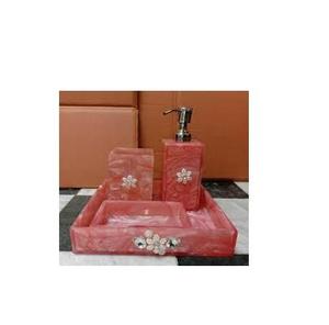 Decorative Custom Resin Bathroom Accessory <b>Set</b> Marble Effect <b>Soap</b> Dispenser Bathroom Storage Organizer for Home Hotel Gift - Product Image 1