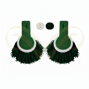 Épaulettes professionnelles réglables en polyester vert et noir avec franges en bullion, épaulettes d'uniforme personnalisées - Product Image 2