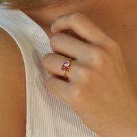 Bague personnalisée à deux pierres, émeraude et pierre de naissance taille poire, en acier inoxydable 316L plaqué PVD, cadeau pour elle