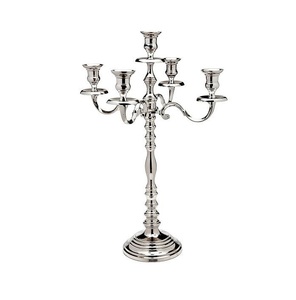 Wholesale High Quality Silver 5-Arm <b>Candelabra</b> Vintage Style Metal Candle Stand For Wedding Home Decor Polished Finish Holder - Product Image 2