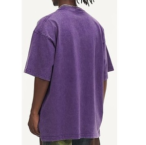 Men's <b>Purple</b> Solid Color Short Sleeve O-Neck Casual T-<b>Shirt</b> Regular Fit Breathable Jersey Knitted Cotton Top - Product Image 3
