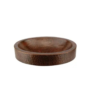 Lavabo Ovalado de Cobre Martillado Estilo Canoa, Lavabo de Encimera Forjado a Mano para Baño, Acabado Cobre Antiguo, Cuenco Ovalado - Product Image 4