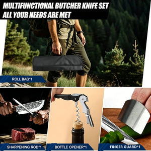 Couteau de <span class=keywords><strong>boucher</strong></span> de qualité supérieure, acier chinois à haute teneur en carbone, ensemble de couteaux de cuisine, manches en bois, multi-usages, avec sacs en nylon portables - Product Image 6