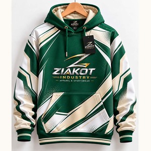 Sudadera con Capucha Deportiva al por Mayor Ziakot Industry, Personalizada, con Diseño de Patrón 3D en Verde Kelly y Dorado, Estilo Papel Rasgado - Product Image 3