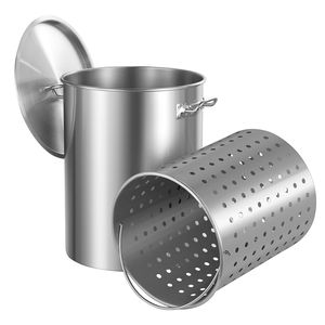 Pentola Professionale in Acciaio Inox da 36 Quarti con Coperchio, Manico e Cestello per Salse, 40cm X 20cm, Pentole per Cucina - Product Image 1