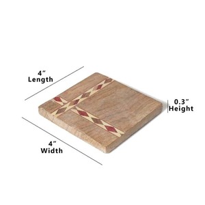 Sous-verres carrés en bois, design moderne, antidérapants, écologiques, durables, faits à la main pour la cuisine et la salle à manger - Product Image 6