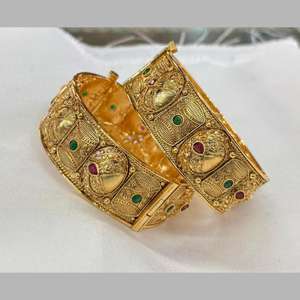 Openable Gold Plated Pota Stone Fine <b>Bangles</b> <b>Set</b> 10581357PGR_2.4 - Product Image 1