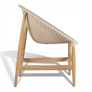 Chaise de salle à manger ergonomique en bois tressé imperméable, structure en teck massif, design scandinave moderne pour l'extérieur/l'intérieur, hôtel, maison - Product Image 3