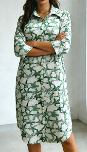 เดรสเชิ้ตผ้าซาตินพิมพ์ลายปลาดาว แขนยาว ติดกระดุม ทรงมิดิ สวมใส่สบาย ระบายอากาศได้ดี ซักได้ เหมาะสำหรับวันพักผ่อนริมชายหาด - Product Image 5