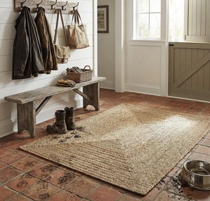 Alfombra abstracta de yute hecha a mano, antibacteriana, apta para mascotas, antideslizante, ecológica, de diseño moderno, para el hogar, la sala de ejercicios, uso comercial o para la oración. - Product Image 3