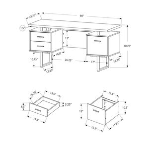 60\" Home Office <b>Computer</b> <b>Desk</b> with Left & Right Storage Drawers Black Grey Concrete Laminate Workstation for Laptop Users - Product Image 4