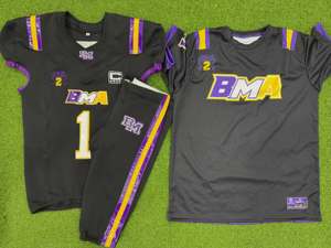 Maillot de football américain personnalisé blanc, violet et or, en sergé, col en V, sans manches, anti-humidité, uniforme pour homme adulte - Product Image 3