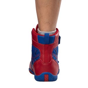 Zapatillas de Karate de Caña Alta Azul Cobalto con Paneles Rojos, Doble Correa de Tobillo, para Alto Impacto, Calzado de Karate para Dojo y Sparring - Product Image 3