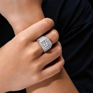 Anillo de Moissanita para Hombre, Estilo Iced Out, Cuadrado, Lujoso, Hip Hop, Brillante, Joyería de Moda, Anillo Audaz y Elegante - Product Image 1
