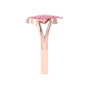 Bague en argent sterling plaqué or rose avec feuille de cristal rose pour femme, bijou élégant et tendance, bague statement, accessoire cadeau - Product Image 3