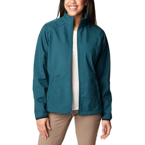 Chaqueta de Forro Polar para Mujer, Color Verde Azulado, Manga Larga, Cuello Alto, Cierre de Cremallera, Impermeable, Cortavientos, para Invierno y Otoño, Material de Poliéster/Algodón - Product Image 1