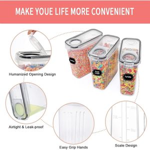 Set di 6 Contenitori Ermetici per Cereali, Grandi Contenitori da Cucina a Prova di Perdite per Alimenti Secchi con Coperchi - Product Image 2