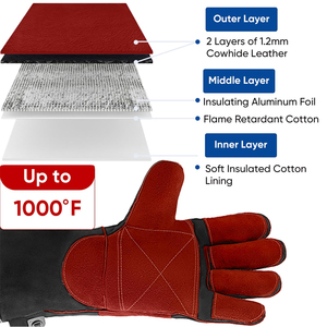 Premium Quality Custom Cowhide Leather Made Water Resistant Touchscreen New Style Leather Safety Working <b>Gloves</b> - Product Image 4