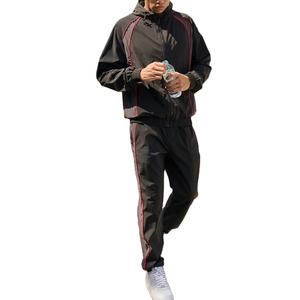 Survêtement en nylon léger personnalisé avec patchwork, veste zippée à bandes réfléchissantes, ensemble de jogging 2 pièces, coupe-vent, survêtement pour homme - Product Image 2