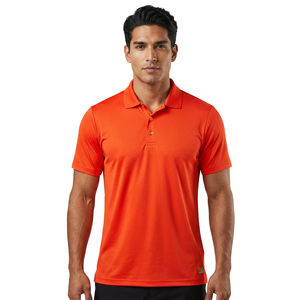 Polo Rojo de Manga Corta para Hombre, Color Sólido, Tejido de Punto de Secado Rápido, Estilo Casual - Product Image 3