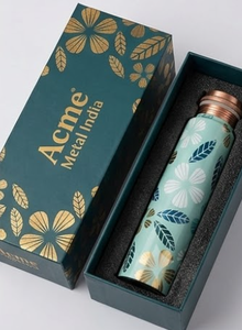 Elegante Botella de Agua de Cobre con Base Verde y Estampado Floral, Diseño Ecológico y Estilizado para Hidratación Diaria, Viajes, Oficina y Actividades al Aire Libre - Product Image 6