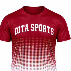 Maroon and <b>White</b> Gradient Sublimation T <b>Shirt</b> <b>Men</b> <b>Short</b> <b>Sleeve</b> Crew Neck Custom Printed Sports Training Performance Athletic - Product Image 3