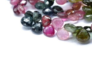 Perles de tourmaline facettées de qualité AAA, forme cœur, 6-7 mm, 8 pouces, percées en haut, trou de 0,50 mm pour la fabrication de bijoux - Product Image 3