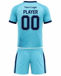 Ensemble de maillots de football unisexes personnalisés, légers, à manches courtes, imprimés par sublimation, respirants, uniformes de football pour adultes, col en V, été - Product Image 4