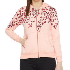 Custom Logo Embroidery Print Slim Fit Breathable Anti-Wrinkle Zipper Winter Hooded Jacket Sweatshirt Pullover <b>Pink</b> Color <b>Hoodie</b> - Product Image 1