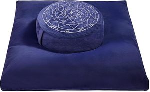 Ensemble de coussins de méditation modernes Zafu Zabuton, garnissage en coques de sarrasin et mousse à mémoire de forme, housse en velours biologique, grande taille, confort durable - Product Image 4