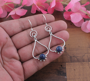 Boucles d'oreilles pendantes en lapis-lazuli naturel taillé en poire, argent sterling 925, qualité AAA, luxe, pierres précieuses certifiées, cadeau de fiançailles pour femme - Product Image 2