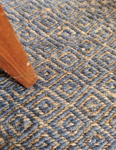 Alfombra Dhurrie Hecha a Mano, Alfombra de Yute Azul con Tejido Plano Geométrico, Alfombra India Tejida a Mano, Alfombra Dhurrie Estilo Boho - Product Image 2