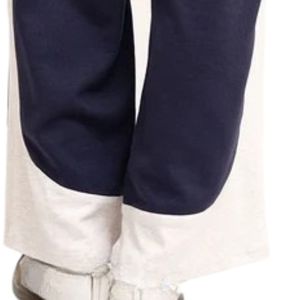Women's Navy Blue and White Color Block <b>Wide</b> <b>Leg</b> Sweatpants Elastic Waist Casual <b>Lounge</b> <b>Pants</b> Relaxed Soft Comfortable - Product Image 5
