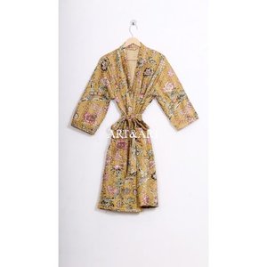 Kimono court matelassé Kantha indien pour femme, style vintage, fait main, en coton, idéal pour les festivals et l'été – Vente en gros fabricant - Product Image 5