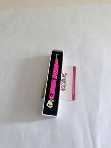 GETUP BROSONS 90 Degree <b>Boot</b> Eyelash Tweezers Stainless Steel Smooth Precision Pink Handle With Charm <b>Box</b> Packaging - Product Image 1