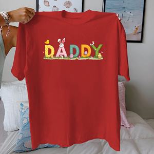 เสื้อยืดผู้หญิงผ้าฝ้ายแท้ลายตัวอักษรสำหรับวันอีสเตอร์ใส่สบาย - Product Image 4