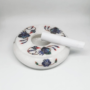 Cendrier sans fumée en aluminium blanc 10 cm, incrustation artisanale, support de luxe pour cigares et cigarettes, élégant, durable, résistant à la chaleur, pour table - Product Image 2