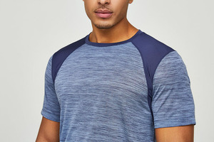 Men's Blocked Quick Dry <b>Raglan</b> Sleeve T-Shirt Regular Fit O-Neck Sporty Knitted Polyester <b>Top</b> - Product Image 6