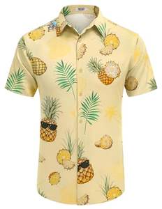 Chemise d'été tropicale pour homme à manches courtes, imprimé floral hawaïen, décontractée, boutonnée, colorée, pour les vacances - Product Image 1