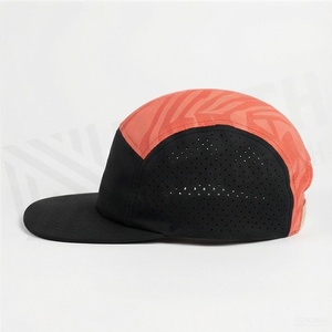 5-Panel Sport Cap <b>Black</b> Orange Geometric Print Mesh Breathable Fitted Unisex Outdoor Spring Summer Adult Hat - Product Image 3