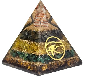 Pirámide de Orgón de Cristal de Lujo REIGN on RESIN con Diseño Multicapa, Alambre de Cobre Enrollado, Hecho a Mano, Símbolo Personalizable - Product Image 1