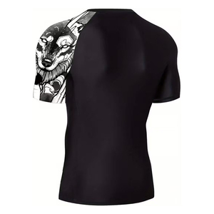 <b>Custom</b> <b>Design</b> <b>Compression</b> Gym <b>Shirts</b> Half Sleeve Rash Guard <b>Custom</b> Logo Rash Guard Sublimated Men Rash Guard Top - Product Image 2
