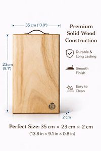 <b>Wooden</b> Rectangle Chopping Board With Handle Single <b>Piece</b> Kitchen Cutting Block Anti Slip - Product Image 2