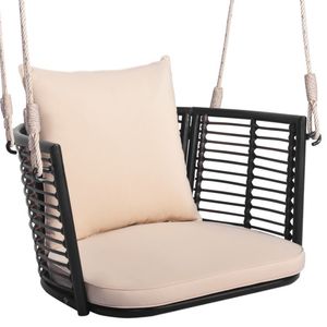 Singola persona tessuto Rattan schienale Patio altalena con sedile appeso per uso cortile - Product Image 1