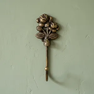Antique Brass Flower <b>Wall</b> <b>Hook</b> Decorative Metal Coat Hat Key Hanger Vintage Home <b>Wall</b> Mount <b>Hook</b> - Product Image 5