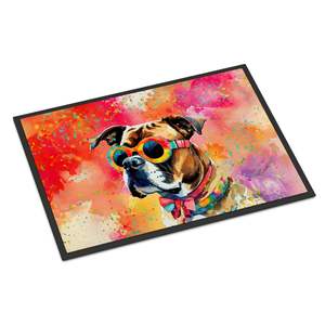 Boxer Hippie Dawg Non-Slip Doormat Washable Low Pile Indoor/Outdoor Entryway Rug 24H X 36W Front Door <b>Mat</b> - Product Image 1